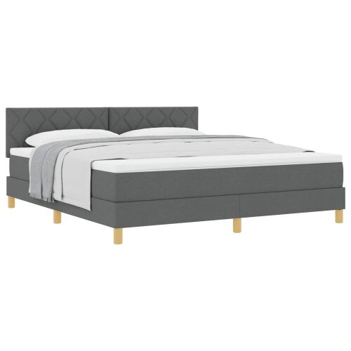 Box spring krevet Tamno siva 180 x 200 cm tkanina - Tamno siva 180 x 200 cm Dizajn s rombovima Cijena