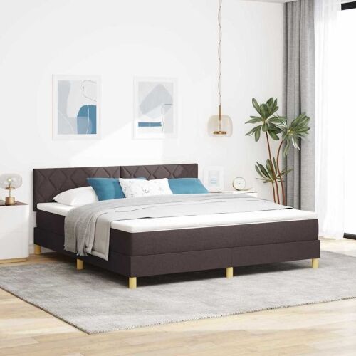 Box spring krevet Tamno smeđa 180 x 200 cm tkanina - Tamno smeđa 180 x 200 cm Dizajn s rombovima Cijena