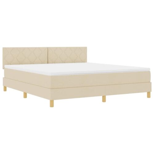 Box spring krevet s jastukom Krema 180 x 200 cm tkanina - Krema 180 x 200 cm Dizajn s rombovima Cijena
