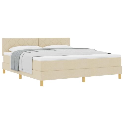 Box spring krevet s jastukom Krema 180 x 200 cm tkanina - Krema 180 x 200 cm Dizajn s rombovima Cijena