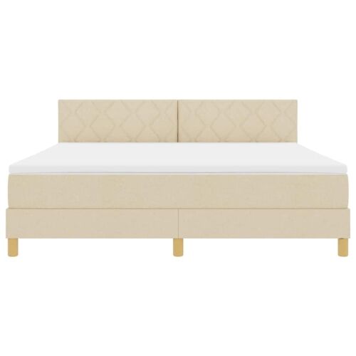Box spring krevet s jastukom Krema 180 x 200 cm tkanina - Krema 180 x 200 cm Dizajn s rombovima Cijena