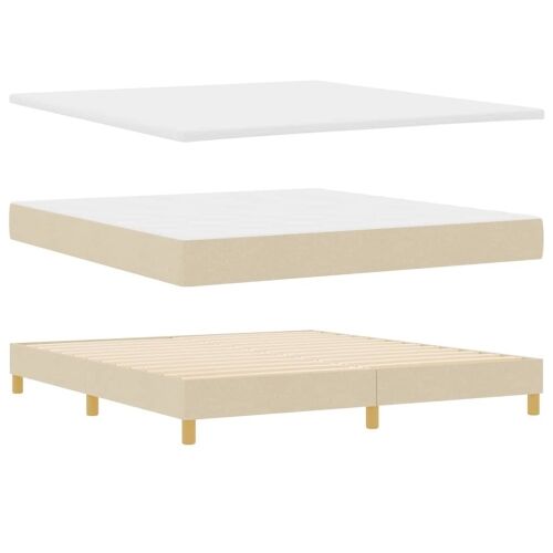 Box spring krevet s jastukom Krema 180 x 200 cm tkanina - Krema 180 x 200 cm Dizajn s rombovima Cijena