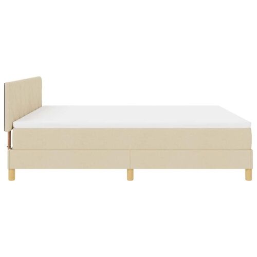 Box spring krevet s jastukom Krema 180 x 200 cm tkanina - Krema 180 x 200 cm Dizajn s rombovima Cijena