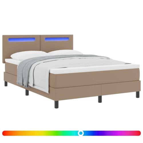 Box spring krevet s madracem Boja cappuccina 160 x 200 cm - Boja cappuccina 160 x 200 cm Jednostavan dizajn s LED Cijena