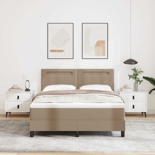 Box spring krevet s madracem Boja cappuccina 160 x 200 cm - Boja cappuccina 160 x 200 cm Jednostavan dizajn s LED Cijena
