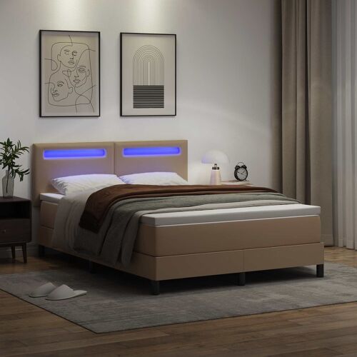 Box spring krevet s madracem Boja cappuccina 160 x 200 cm - Boja cappuccina 160 x 200 cm Jednostavan dizajn s LED Cijena