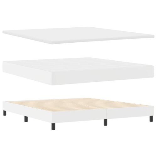 Box spring krevet Bijelo 180 x 200 cm Umjetna koža - Bijelo 180 x 200 cm Jednostavan dizajn s LED Cijena
