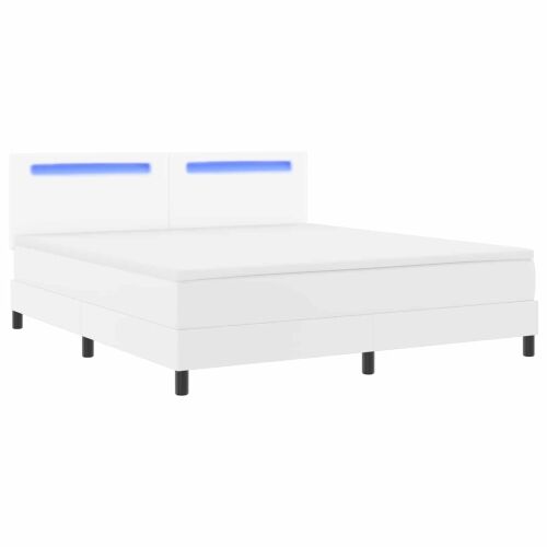 Box spring krevet Bijelo 180 x 200 cm Umjetna koža - Bijelo 180 x 200 cm Jednostavan dizajn s LED Cijena