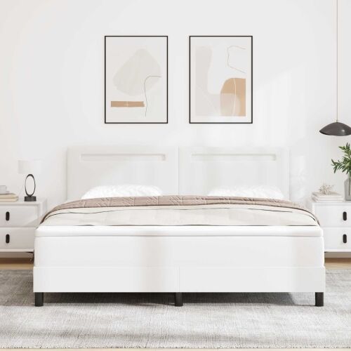 Box spring krevet Bijelo 180 x 200 cm Umjetna koža - Bijelo 180 x 200 cm Jednostavan dizajn s LED Cijena