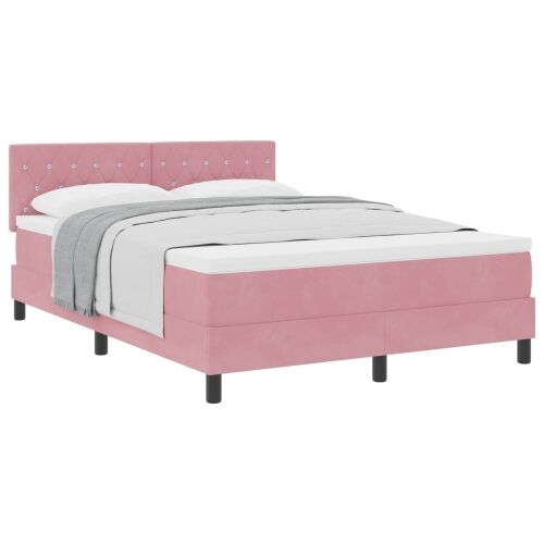 Box spring krevet s madracem Ružičasta 160 x 200 cm Baršun - Ružičasta 160 x 200 cm Kristal s dugmadima Cijena