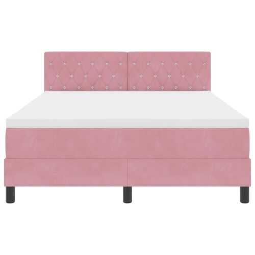 Box spring krevet s madracem Ružičasta 160 x 200 cm Baršun - Ružičasta 160 x 200 cm Kristal s dugmadima Cijena