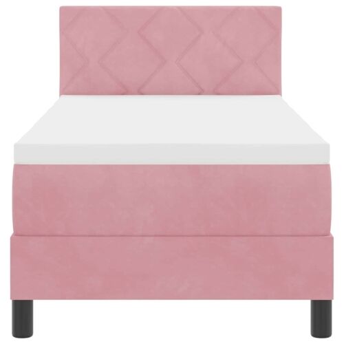 Box spring krevet Ružičasta 80 x 200 cm Baršun - Ružičasta 80 x 200 cm Dizajn s rombovima Cijena