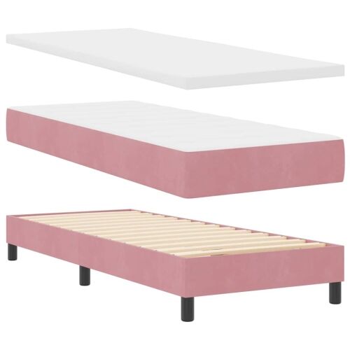 Box spring krevet Ružičasta 80 x 200 cm Baršun - Ružičasta 80 x 200 cm Dizajn s rombovima Cijena