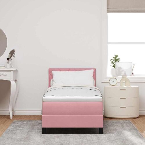 Box spring krevet Ružičasta 80 x 200 cm Baršun - Ružičasta 80 x 200 cm Dizajn s rombovima Cijena