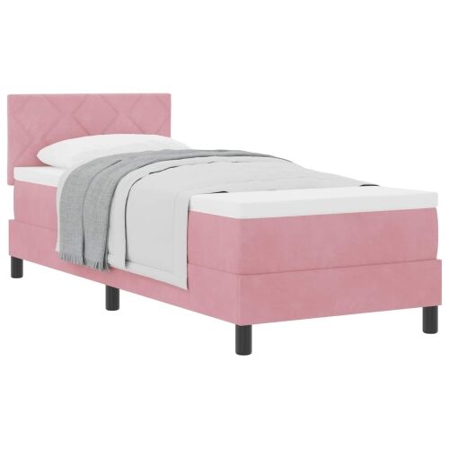 Box spring krevet Ružičasta 80 x 200 cm Baršun - Ružičasta 80 x 200 cm Dizajn s rombovima Cijena