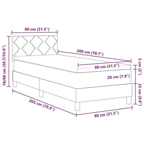 Box spring krevet Ružičasta 80 x 200 cm Baršun - Ružičasta 80 x 200 cm Dizajn s rombovima Cijena