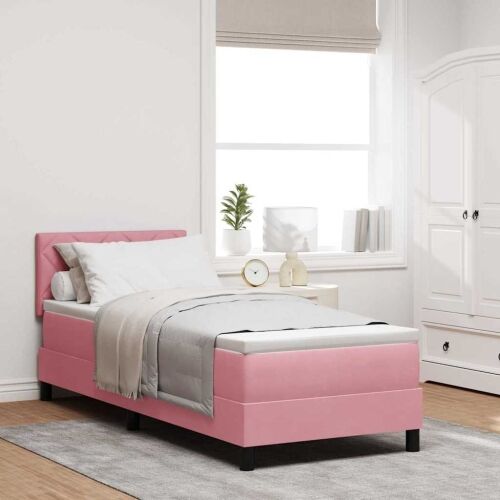 Box spring krevet Ružičasta 80 x 200 cm Baršun - Ružičasta 80 x 200 cm Dizajn s rombovima Cijena