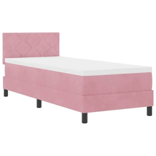 Box spring krevet Ružičasta 80 x 200 cm Baršun - Ružičasta 80 x 200 cm Dizajn s rombovima Cijena