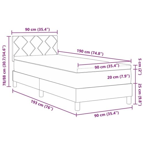 Box spring krevet Ružičasta 90 x 190 cm Baršun - Ružičasta 90 x 190 cm Dizajn s rombovima Cijena