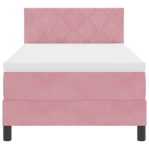 Box spring krevet Ružičasta 90 x 200 cm Baršun - Ružičasta 90 x 200 cm Dizajn s rombovima Cijena