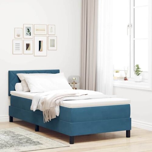 Box spring krevet Tamno plava 100 x 200 cm Baršun - Tamno plava 100 x 200 cm Dizajn s rombovima Cijena