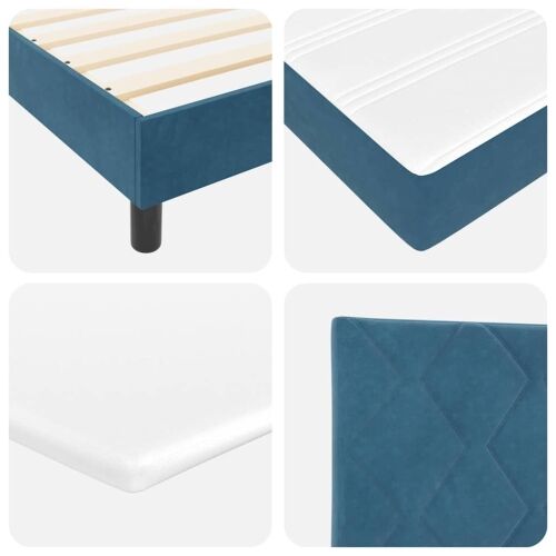 Box spring krevet Tamno plava 100 x 200 cm Baršun - Tamno plava 100 x 200 cm Dizajn s rombovima Cijena