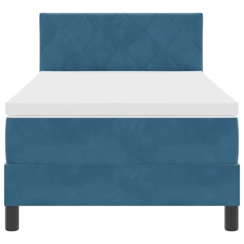 Box spring krevet Tamno plava 100 x 200 cm Baršun - Tamno plava 100 x 200 cm Dizajn s rombovima Cijena
