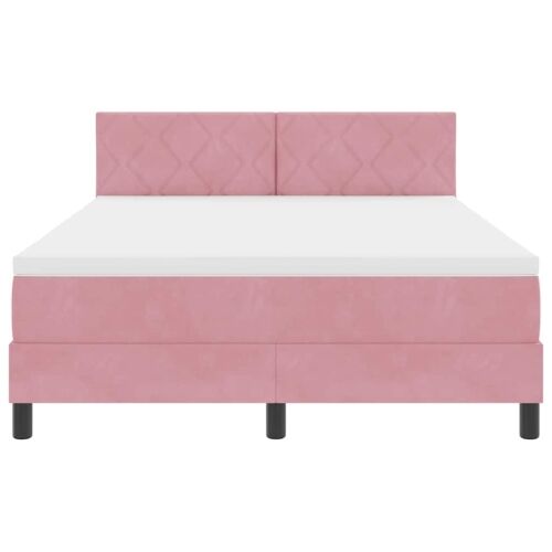 Box spring krevet Ružičasta 140 x 200 cm Baršun - Ružičasta 140 x 200 cm Dizajn s rombovima Cijena