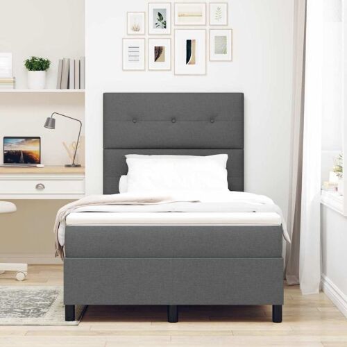 Box spring krevet Tamno siva 120 x 200 cm tkanina - Tamno siva 120 x 200 cm Prošiveno gumbima Cijena