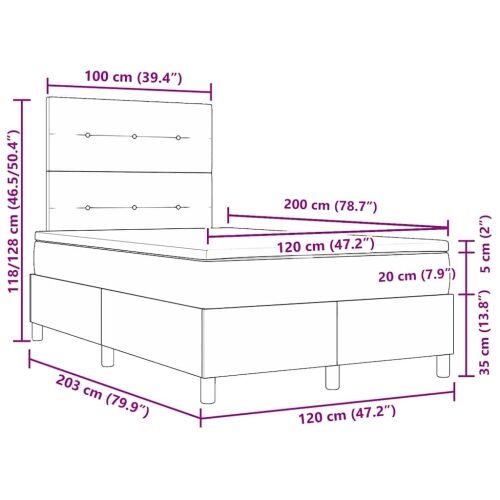 Box spring krevet Tamno siva 120 x 200 cm tkanina - Tamno siva 120 x 200 cm Prošiveno gumbima Cijena