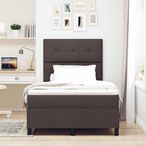 Box spring krevet Tamno smeđa 120 x 200 cm tkanina - Tamno smeđa 120 x 200 cm Prošiveno gumbima Cijena