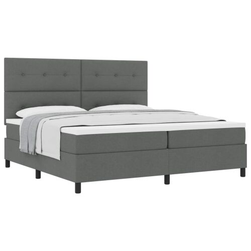 Box spring krevet Tamno siva 200 x 200 cm tkanina - Tamno siva 200 x 200 cm Prošiveno gumbima Cijena
