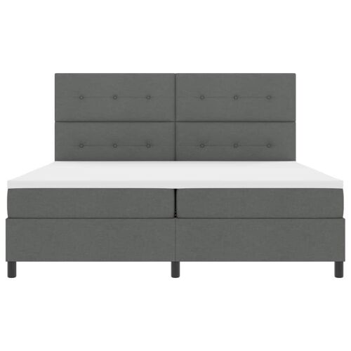 Box spring krevet Tamno siva 200 x 200 cm tkanina - Tamno siva 200 x 200 cm Prošiveno gumbima Cijena