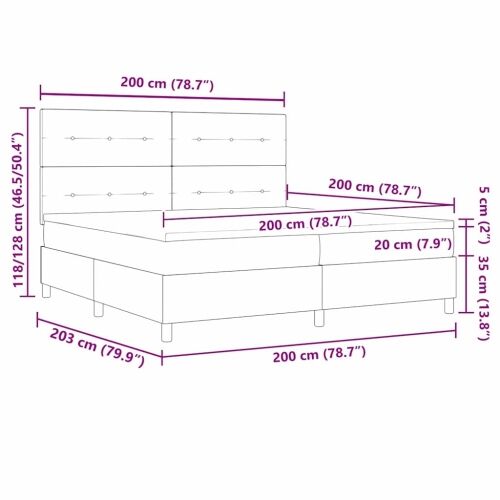 Box spring krevet Tamno siva 200 x 200 cm tkanina - Tamno siva 200 x 200 cm Prošiveno gumbima Cijena