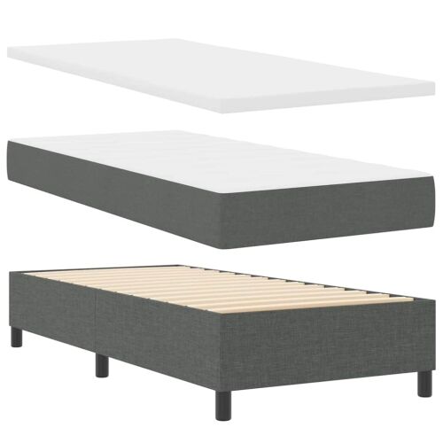 Box spring krevet Tamno siva 90 x 190 cm tkanina - Tamno siva 90 x 190 cm Dizajn s rombovima Cijena