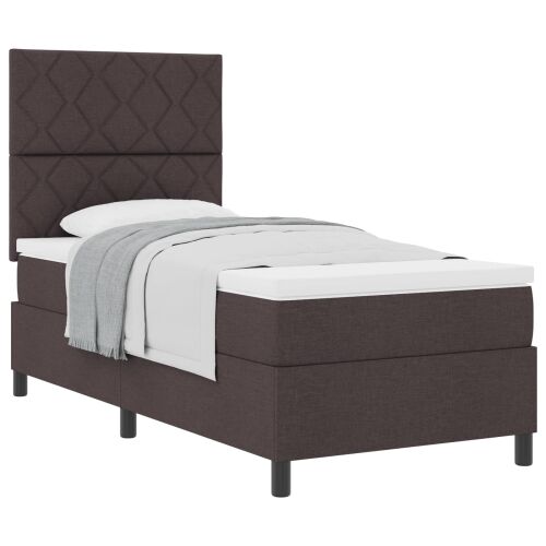 Box spring krevet Tamno smeđa 90 x 190 cm tkanina - Tamno smeđa 90 x 190 cm Dizajn s rombovima Cijena