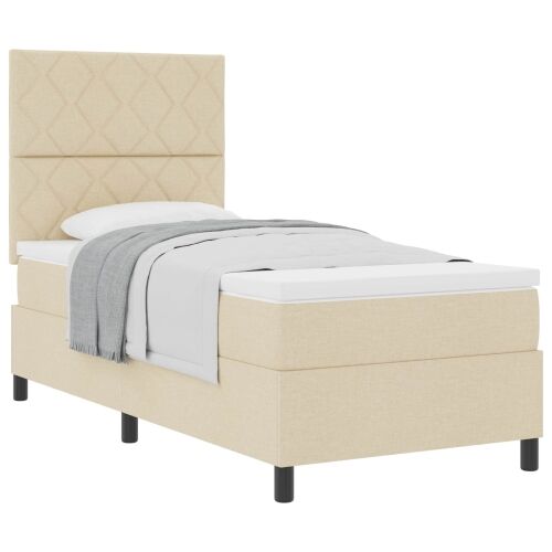 Box spring krevet s uzglavljem Krema 90 x 190 cm tkanina - Krema 90 x 190 cm Dizajn s rombovima Cijena