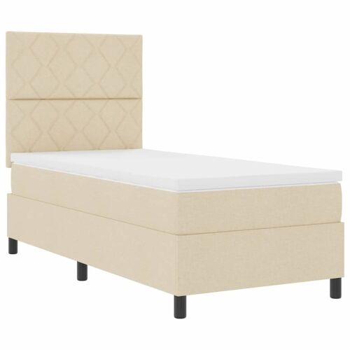 Box spring krevet s uzglavljem Krema 90 x 190 cm tkanina - Krema 90 x 190 cm Dizajn s rombovima Cijena