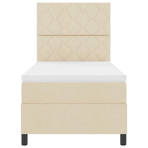 Box spring krevet s uzglavljem Krema 90 x 190 cm tkanina - Krema 90 x 190 cm Dizajn s rombovima Cijena