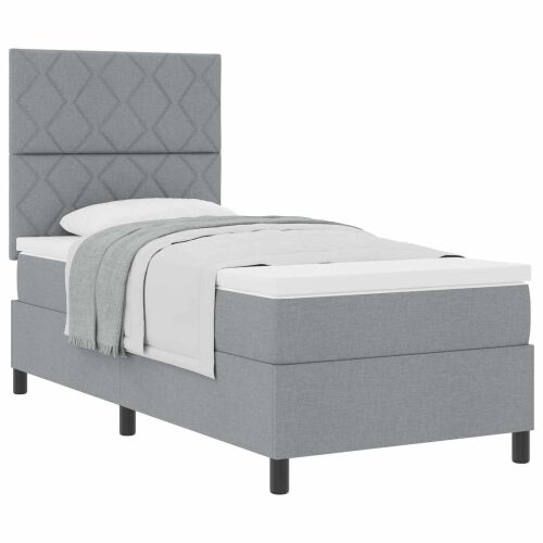 Box spring krevet Svijetlo siva 90 x 200 cm tkanina - Svjetlosiva 90 x 200 cm Dizajn s rombovima Cijena