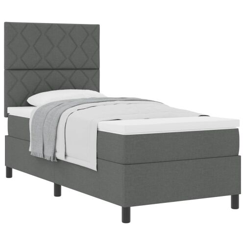 Box spring krevet Tamno siva 90 x 200 cm tkanina - Tamno siva 90 x 200 cm Dizajn s rombovima Cijena