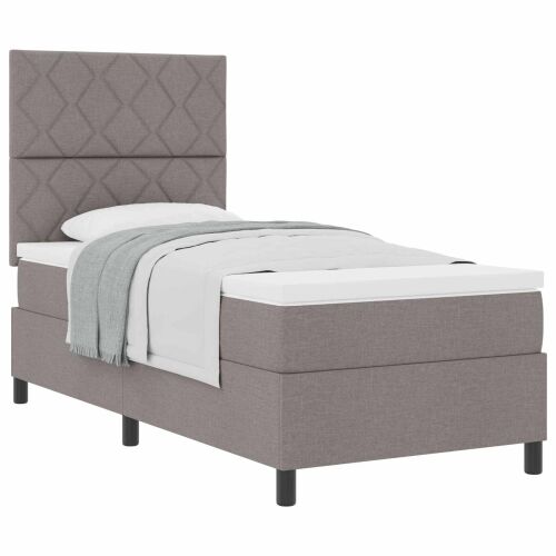 Box spring krevet Sivo-smeđa 90 x 200 cm tkanina - Sivo-smeđa 90 x 200 cm Dizajn s rombovima Cijena