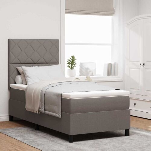 Box spring krevet Sivo-smeđa 90 x 200 cm tkanina - Sivo-smeđa 90 x 200 cm Dizajn s rombovima Cijena