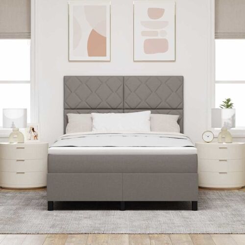 Box spring krevet Sivo-smeđa 140 x 190 cm tkanina - Sivo-smeđa 140 x 190 cm Dizajn s rombovima Cijena