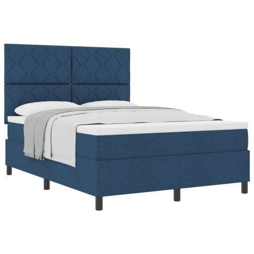 Box spring krevet s uzglavljem Plava 140 x 200 cm tkanina - Plava 140 x 200 cm Dizajn s rombovima Cijena