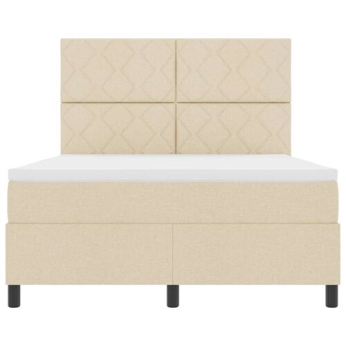 Box spring krevet s uzglavljem Krema 160 x 200 cm tkanina - Krema 160 x 200 cm Dizajn s rombovima Cijena