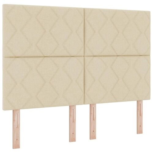 Box spring krevet s uzglavljem Krema 160 x 200 cm tkanina - Krema 160 x 200 cm Dizajn s rombovima Cijena