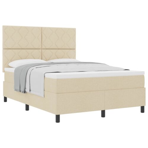 Box spring krevet s uzglavljem Krema 160 x 200 cm tkanina - Krema 160 x 200 cm Dizajn s rombovima Cijena