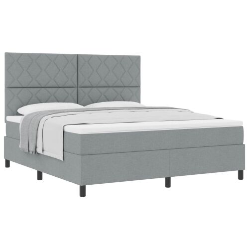 Box spring krevet Svijetlo siva 180 x 200 cm tkanina - Svjetlosiva 180 x 200 cm Dizajn s rombovima Cijena