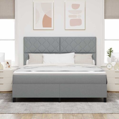 Box spring krevet Svijetlo siva 180 x 200 cm tkanina - Svjetlosiva 180 x 200 cm Dizajn s rombovima Cijena